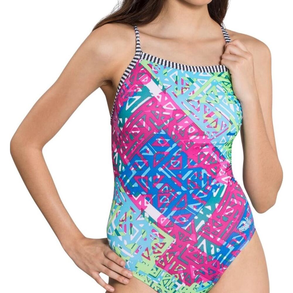 Dolfin Uglies Women's V-2 Back One Piece Swimsuit‎ in Indio Multicolor Sz. 36